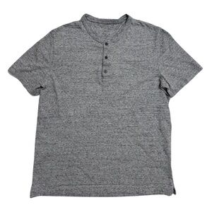 Banana Republic Men's Organic Cotton Heathered Gray Henley Shirt Size Large
